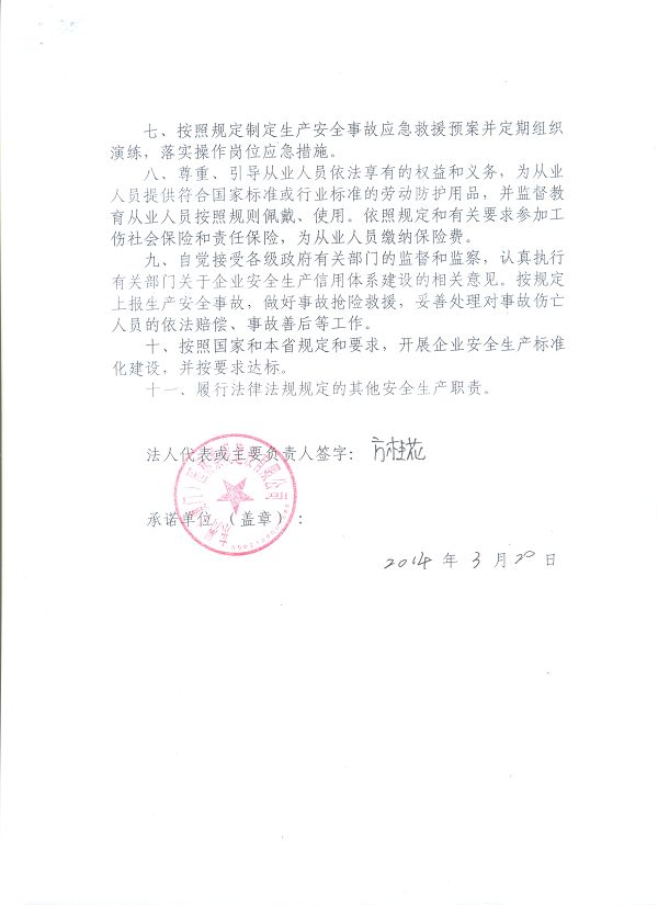 企业安全生产信用承诺书--2