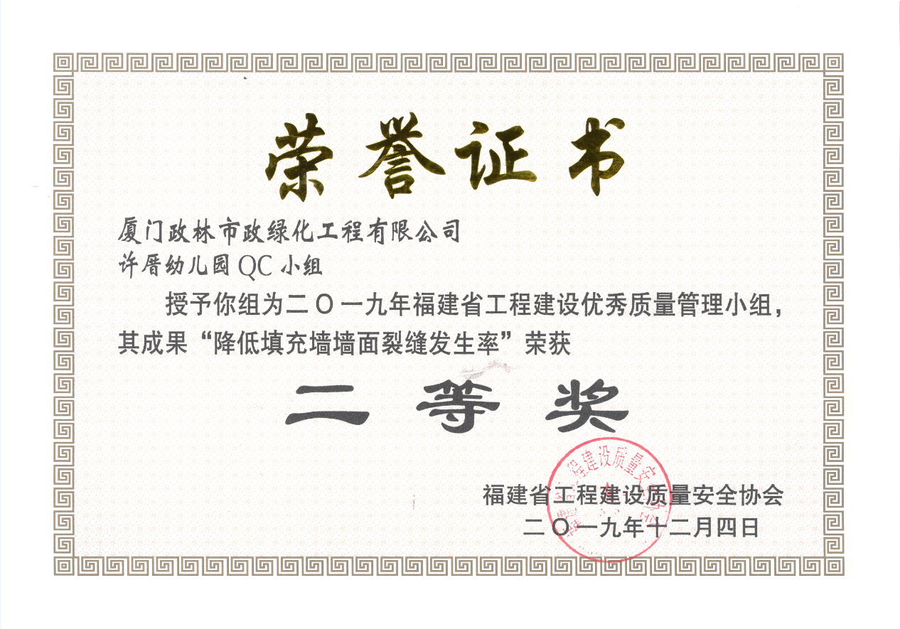 政林许厝幼儿园QC小组荣获二等奖